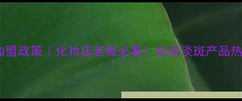 祛斑祛痘护肤品牌加盟政策化妆店老板必看祛痘淡斑产品热销秘籍加盟扶持全