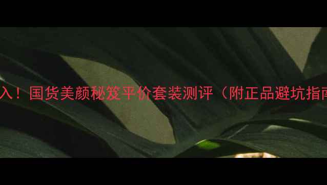 必入国货美颜秘笈平价套装测评附正品避坑指南